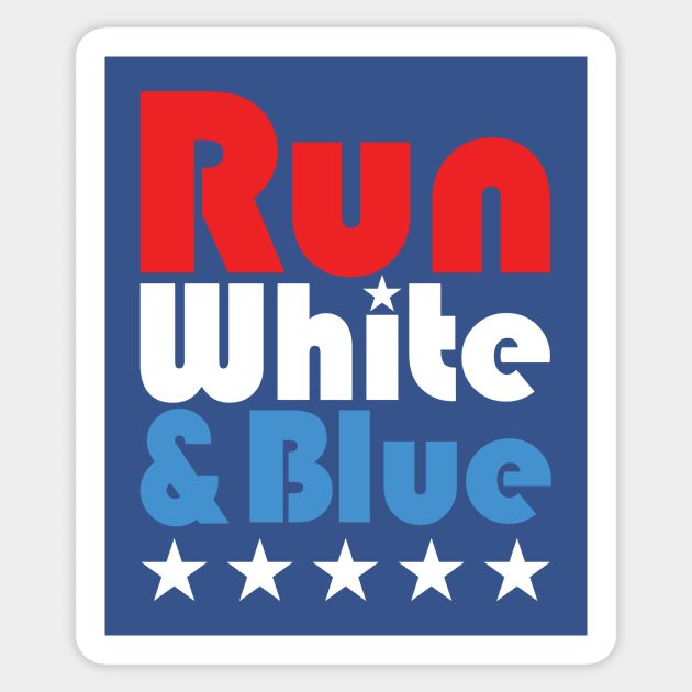 Run White & Blue - 4th of July Running Sticker by PodDesignShop